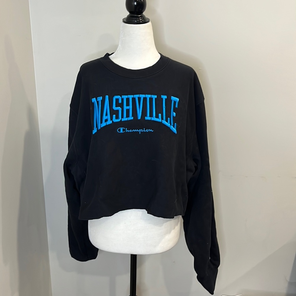 The Nash Collection Champion Nashville Neon Lights Reverse Weave Crop Sweater